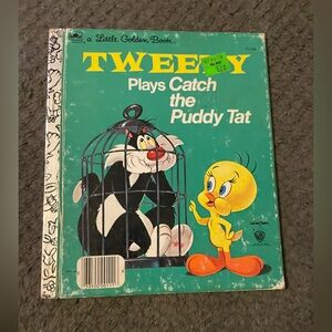 Tweety plays catch the Puddy Cat little golden book Vintage Children's Book